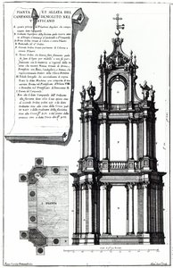 アレッサンドロスペッキが彫刻した、ローマのサンピエトロ大聖堂のために設計された鐘楼